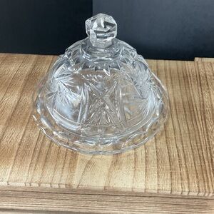 clear pressed glass butter dish